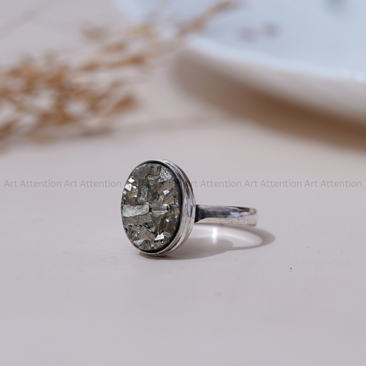 Pyrite Oval Ring