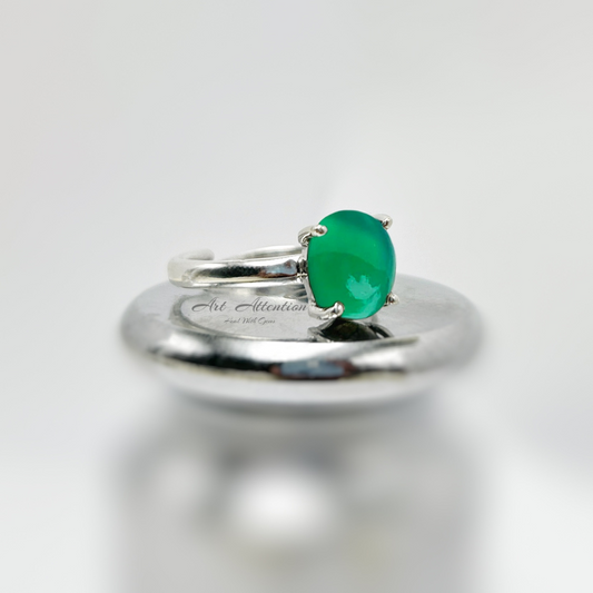 Green Onyx 925 Silver Adjustable Ring