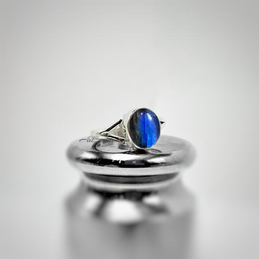 Labradorite Blue Fire 925 Silver Adjustable Ring